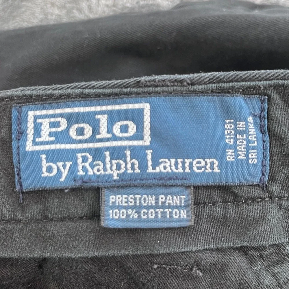 Polo Ralph Lauren Preston Pant Mens 40x32 Black Cotton Chino Straight Trousers